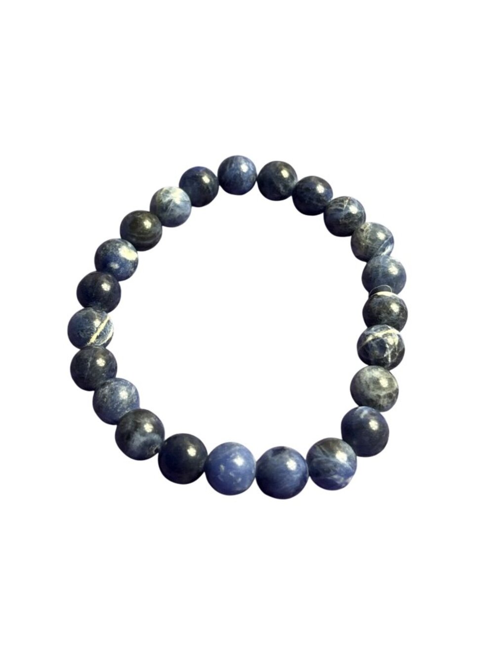 Round Sodalite Beaded Stretchy Bracelet 6.5 inches Unstretched